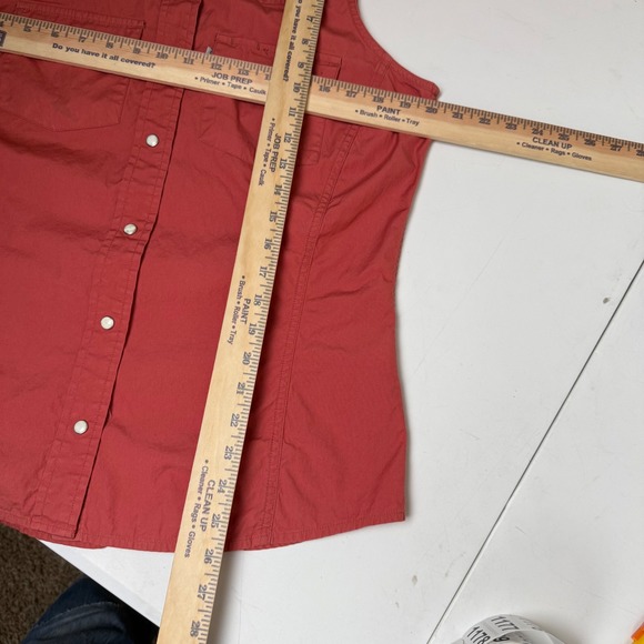 Women's Carhartt Pink Sleeveless Pearl Snap Shirt size Large - Picture 6 of 6